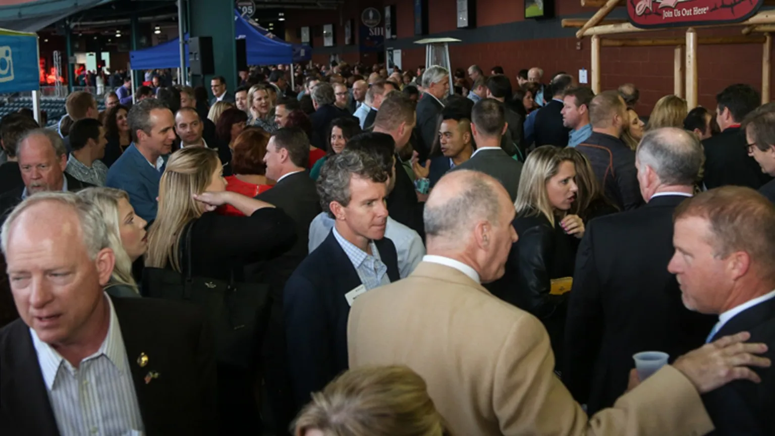 Guests networking in the Wheelhouse Lounge